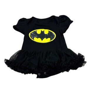 Baby Girls Batman Tutu Dress Black With Yellow Logo 12 Months
